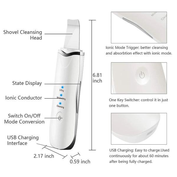 🌸 ShaliLynn Luxe 3-in-1 Ultrasonic Facial Spatula & Skin Scrubber