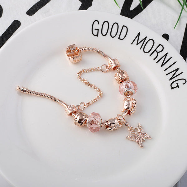 🌸 ShaliLynn Blushing Boho Rose Gold Charm Bracelet