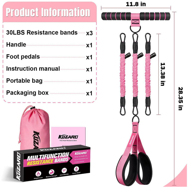 🌸 ShaliLynn Luxe Pink 3-Tube Resistance Band Workout Set
