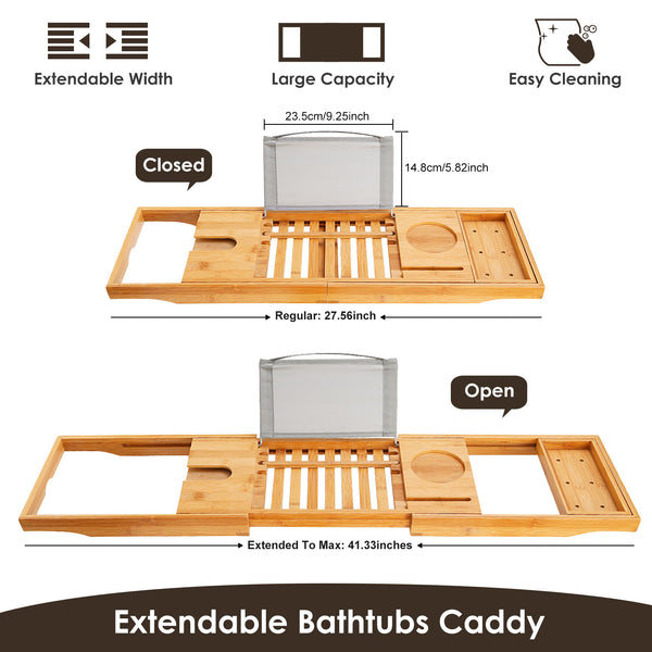 🌸 ShaliLynn Luxe Expandable Bamboo Bathtub Caddy Tray