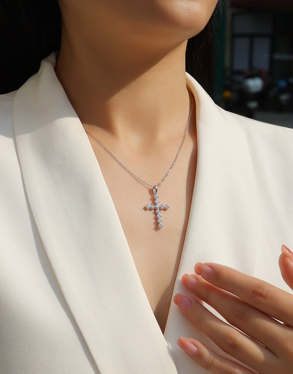 ✨ ShaliLynn Eternal Light Moissanite Cross Necklace